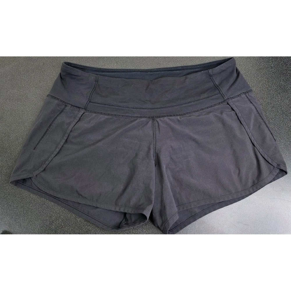 Lululemon Run Times Shorts 4-Way Stretch Black Woman 6 Yoga Gym Active Running